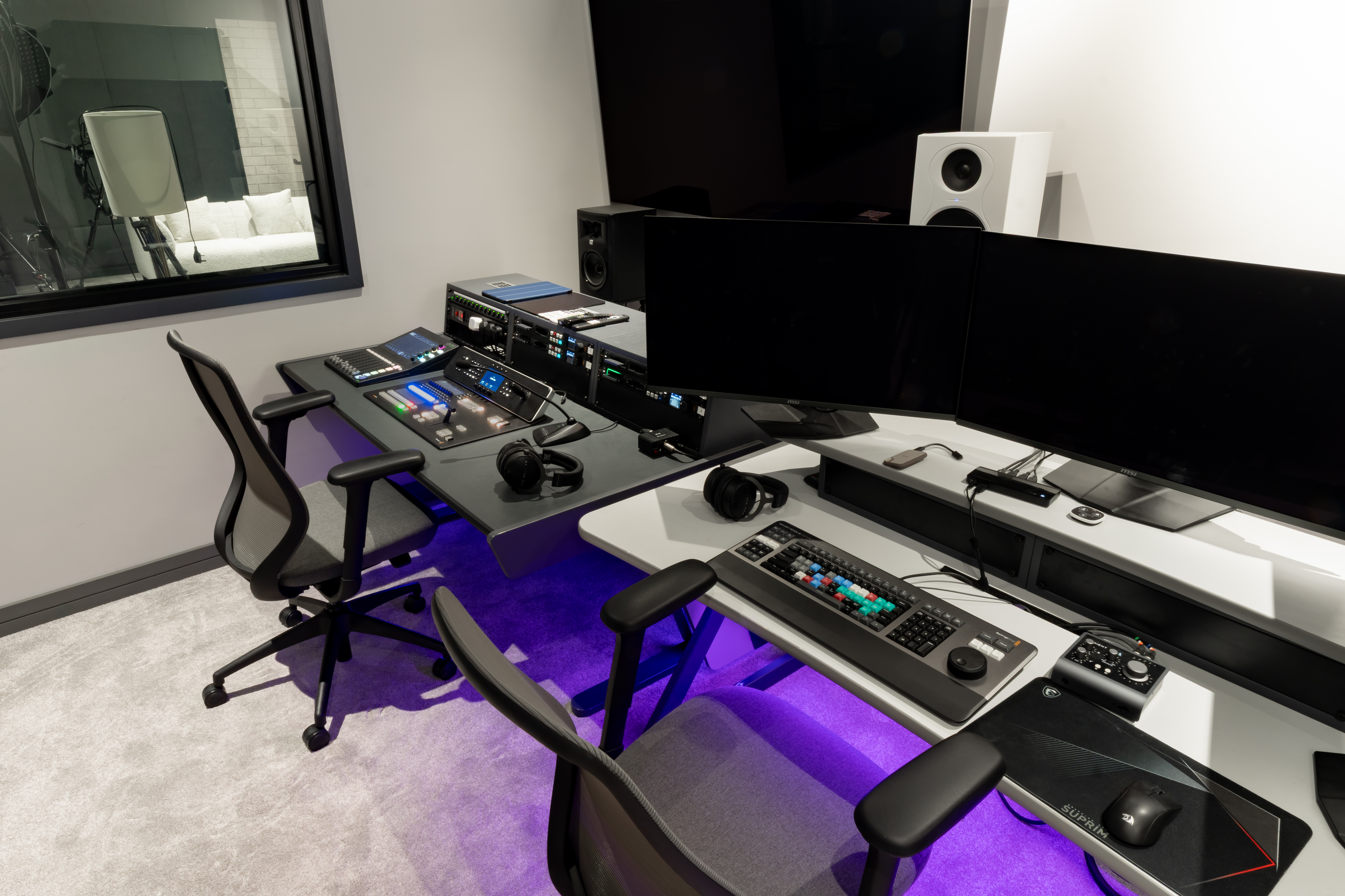 Control room with mixing desk